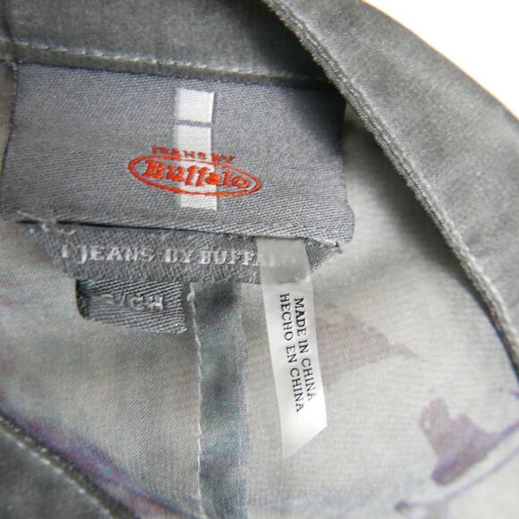 Jeans by Buffalo Womens Sheer Polyester 3/4 Sleeve Button Down Gray Blouse Small - Picture 7 of 8